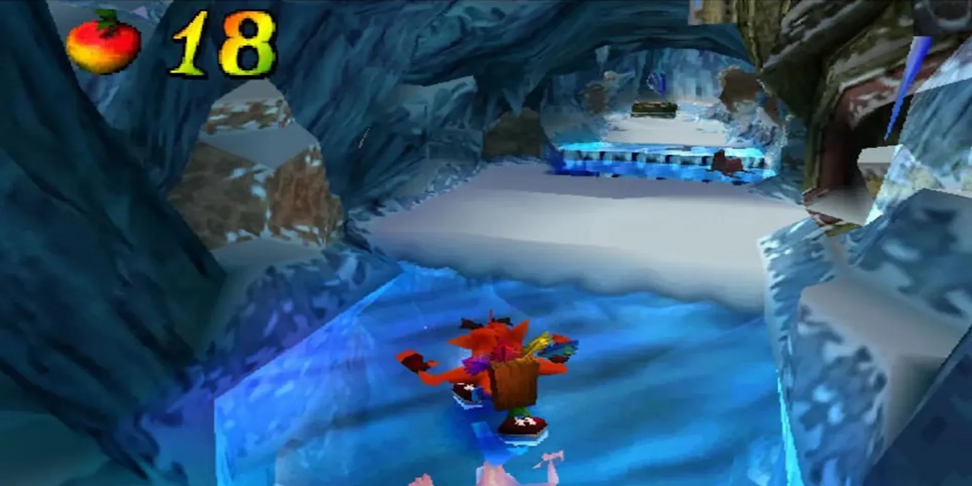 Crash Bandicoot 2 - Crash đang thực hiện một cú nhảy trong màn chơi platform 3D quen thuộc