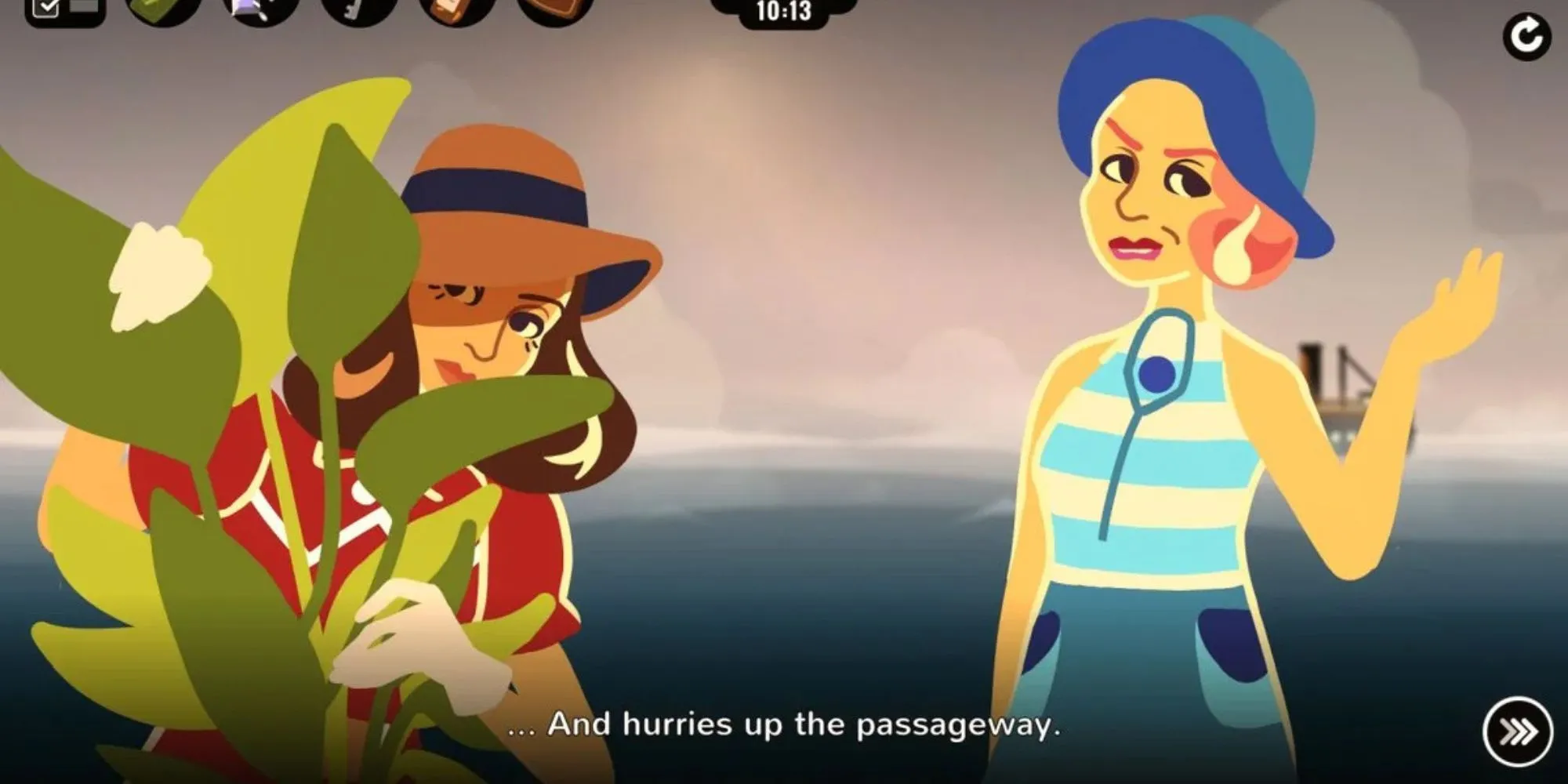 Cuộc đối thoại căng thẳng trên tàu trong game trinh thám ngược Overboard!