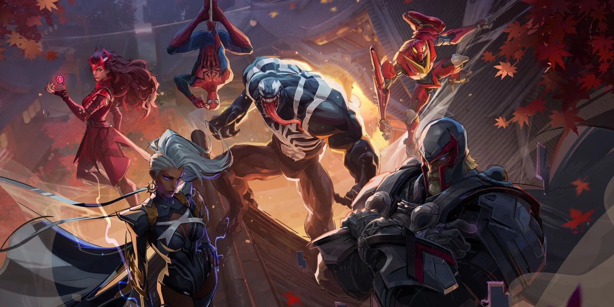 Dàn nhân vật Marvel Rivals gồm Storm, Venom, Spider-Man và Scarlet Witch trong bản cập nhật mới
