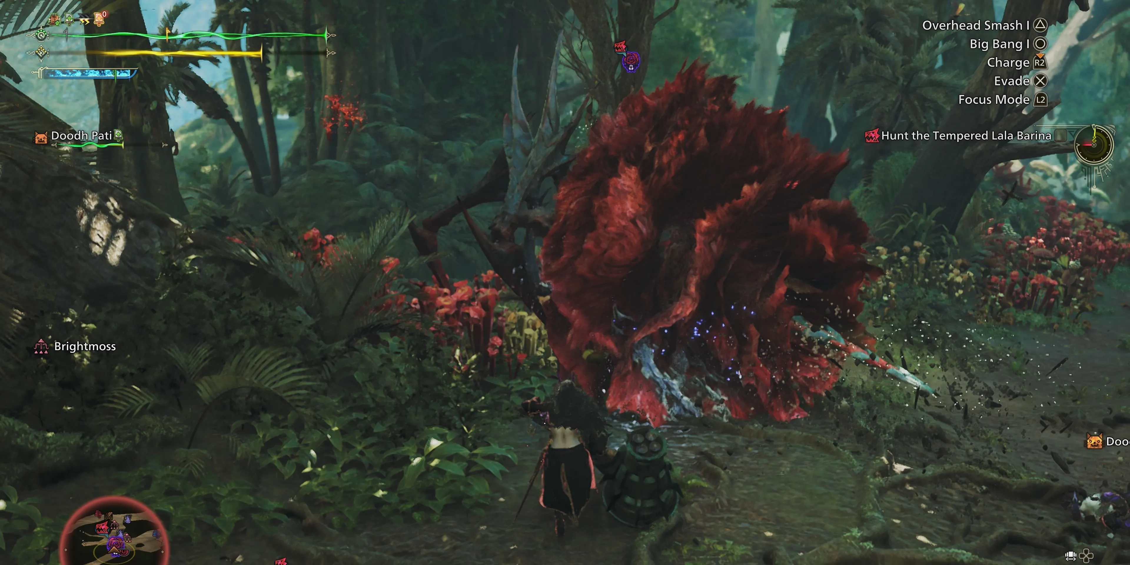 Đòn tấn công bằng ngòi chích nguy hiểm của Lala Barina trong Monster Hunter Wilds khi nó ở trạng thái kích động