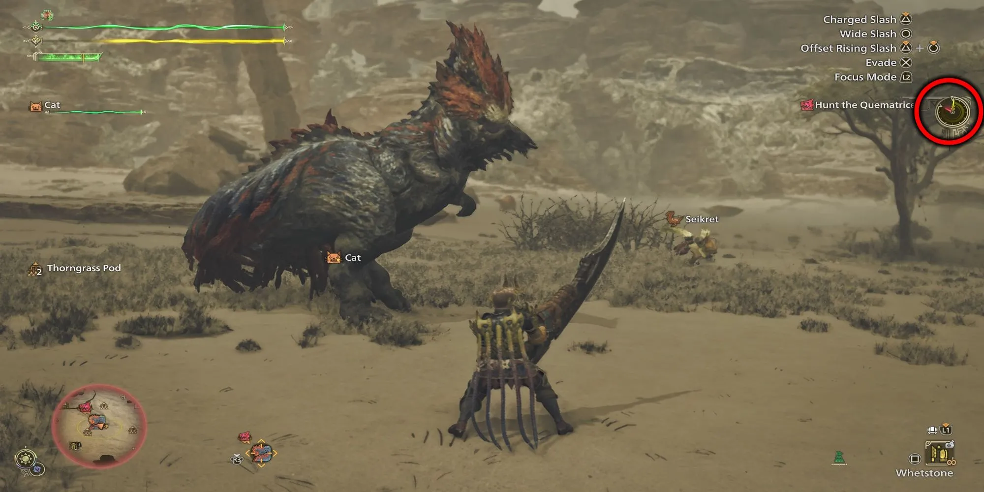 Đồng hồ đếm ngược thời gian trong một trận săn quái vật ở Monster Hunter Wilds.