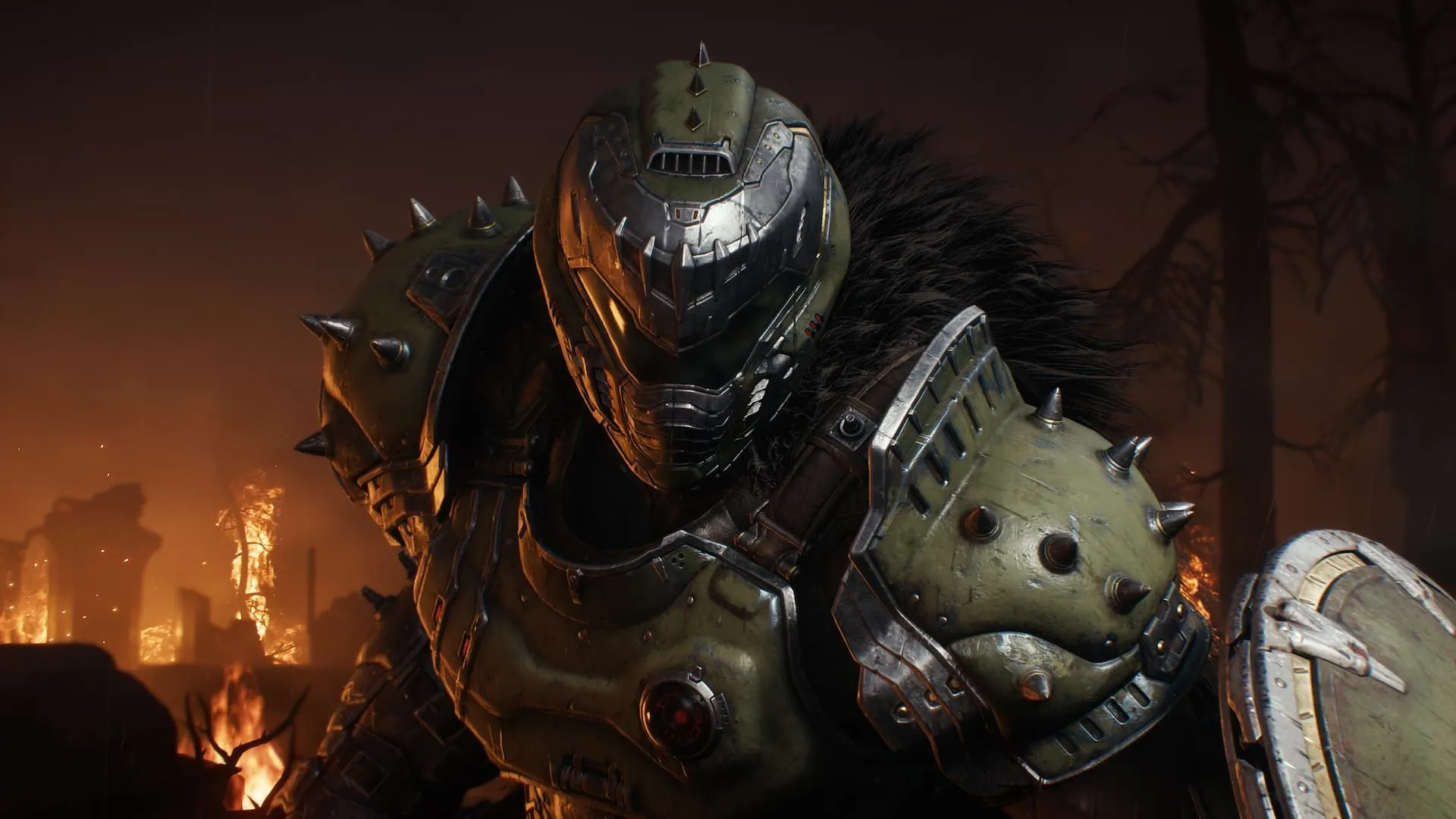 Doom Slayer sử dụng Khiên Cưa trong DOOM: The Dark Ages