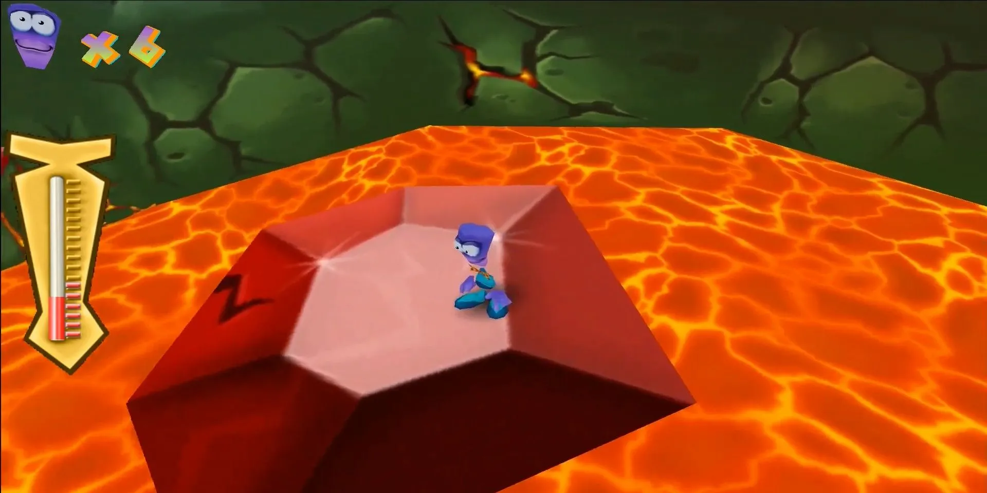 Ed đứng trên một bệ đỡ trong game Tonic Trouble