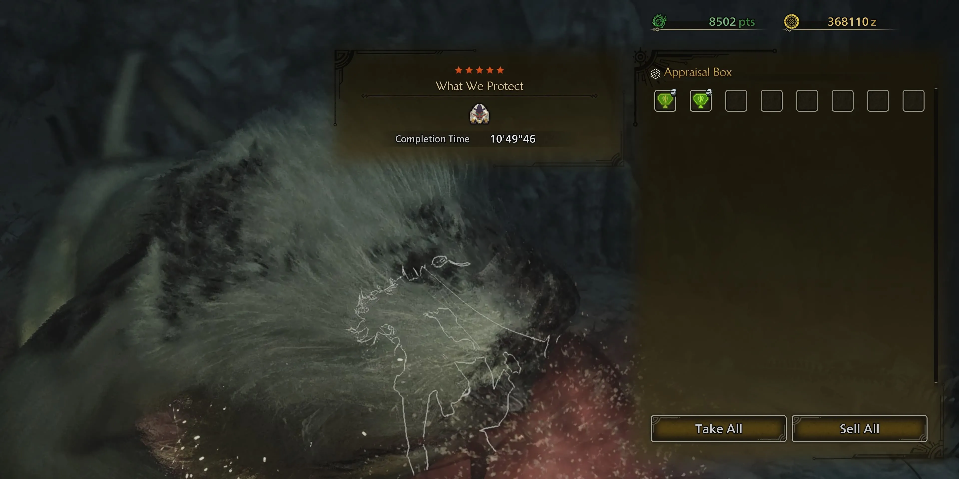 Game thủ nhận Decoration từ hòm thẩm định trong Monster Hunter Wilds sau nhiệm vụ
