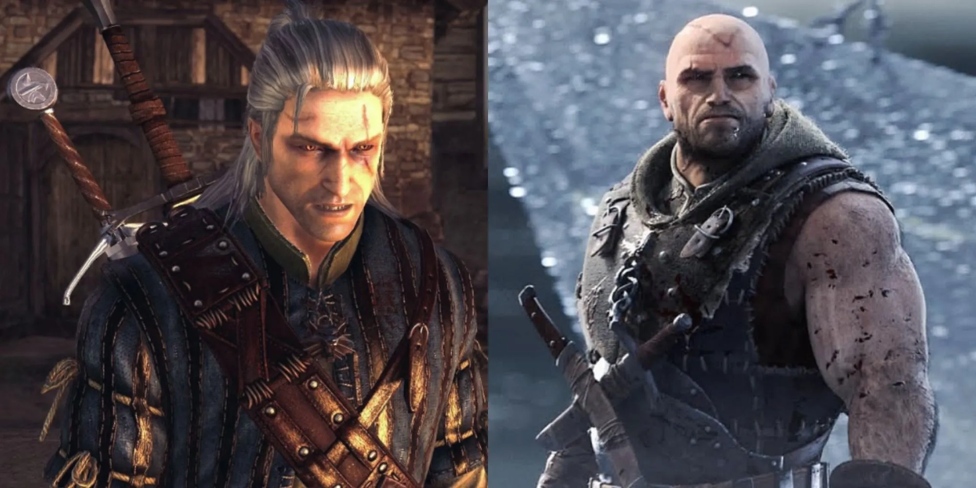 Geralt đối mặt Letho trong The Witcher 2 bên bờ sông