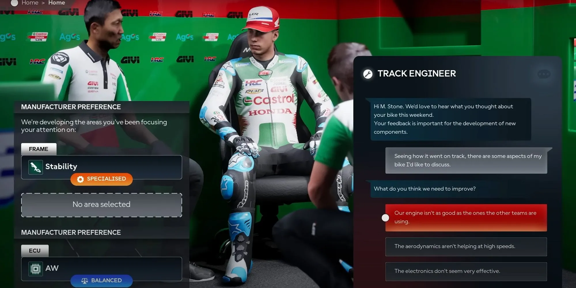 Giao diện báo cáo sau cuộc đua trong MotoGP 25