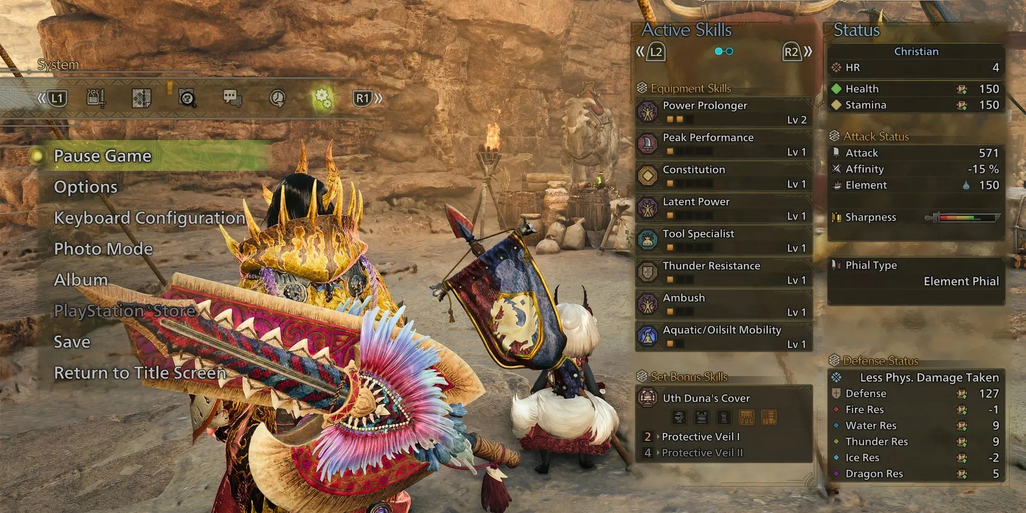 Giao diện menu cho thấy tùy chọn Tạm Dừng Game trong Monster Hunter Wilds