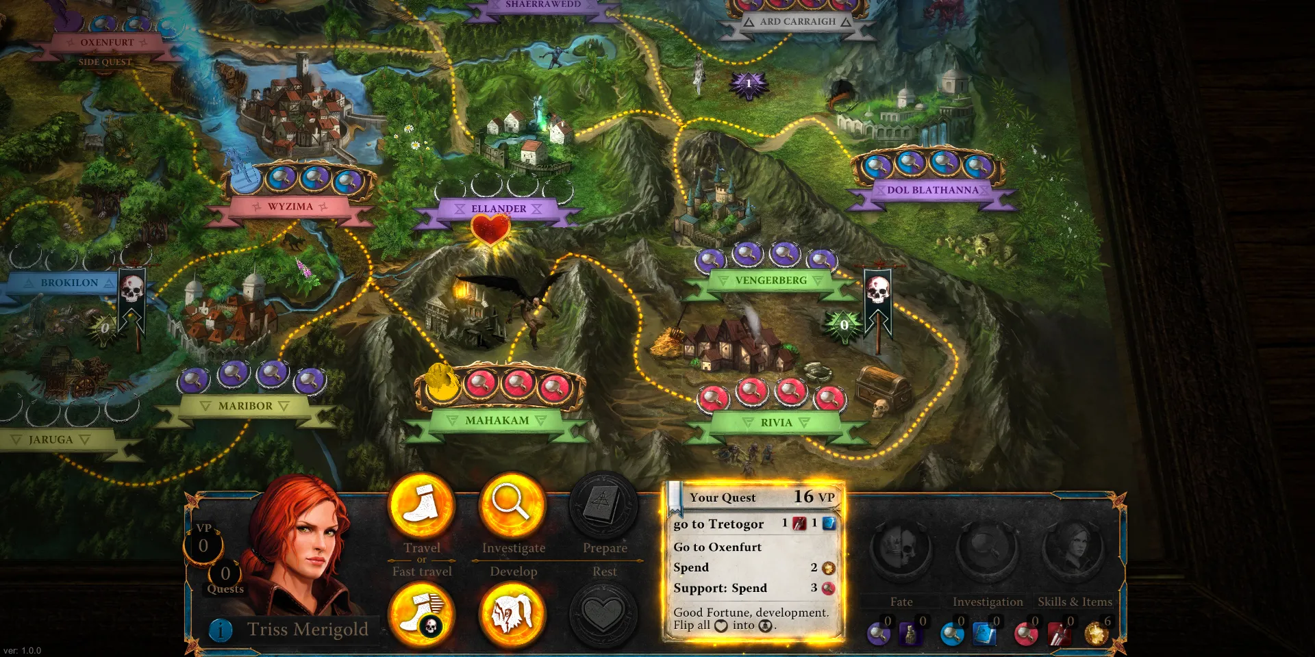 Giao diện The Witcher Adventure Game, một board game kỹ thuật số của CD Projekt Red