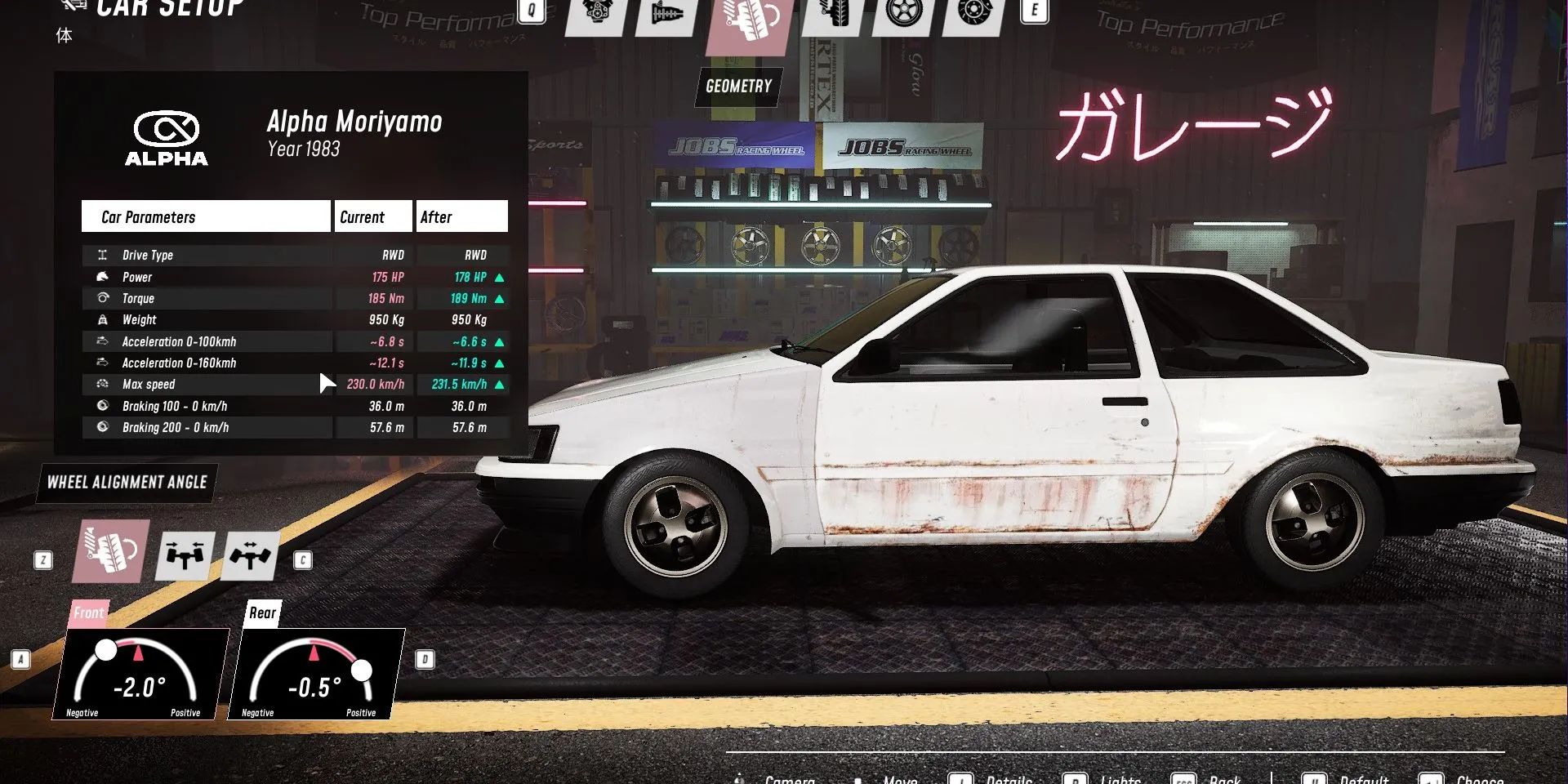Giao diện tùy chỉnh và nâng cấp xe chi tiết trong JDM Japanese Drift Master