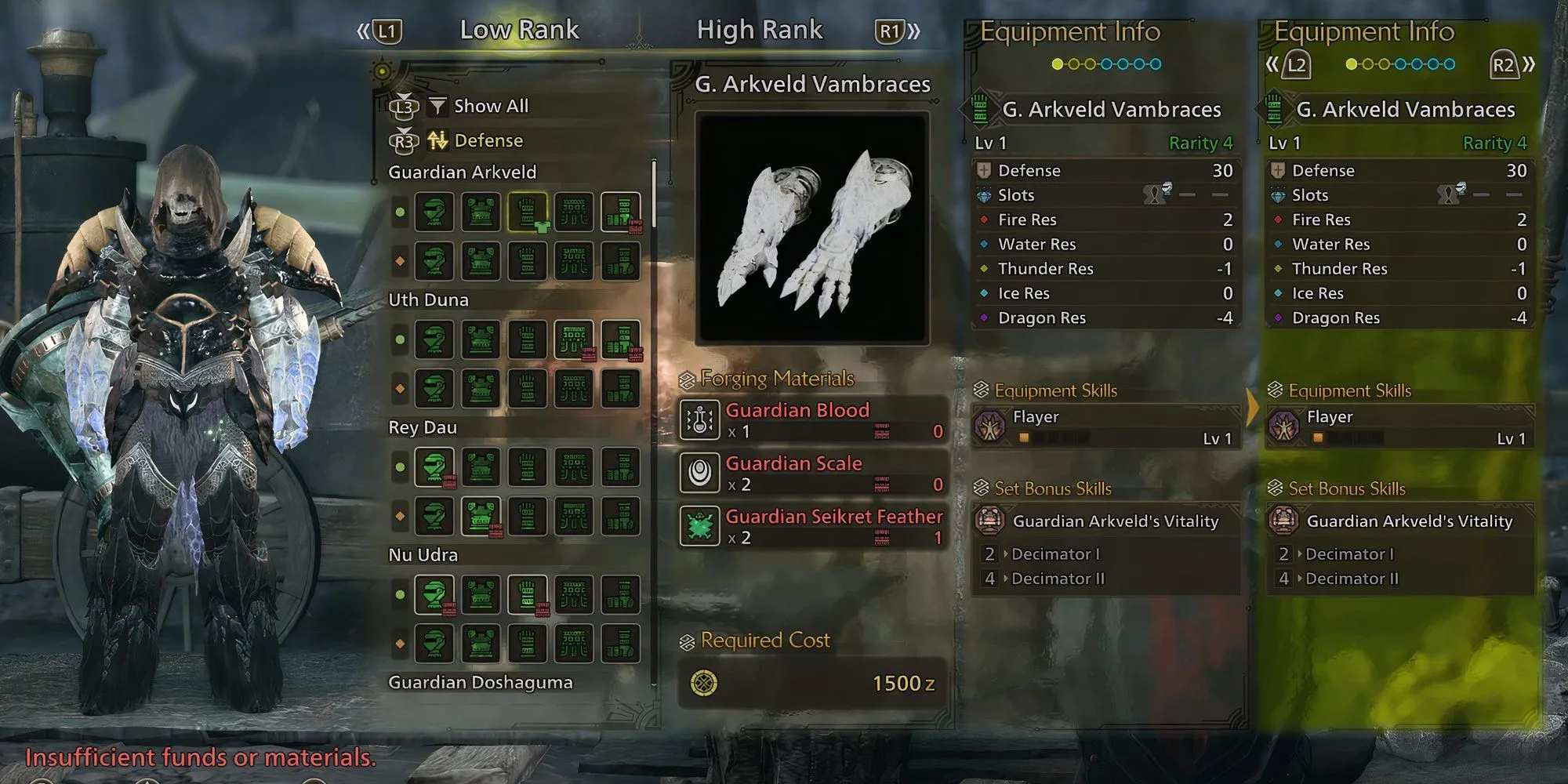 Giáp G. Arkveld Vambraces chế tạo từ Guardian Seikret Feather trong Monster Hunter Wilds