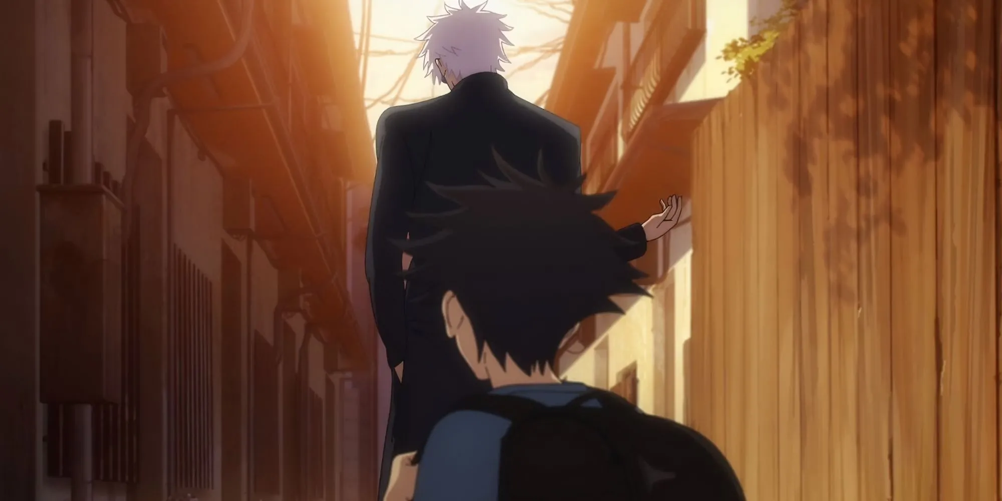 Gojo Satoru nhận nuôi Megumi Fushiguro khi còn nhỏ trong Jujutsu Kaisen mùa 2 tập 5