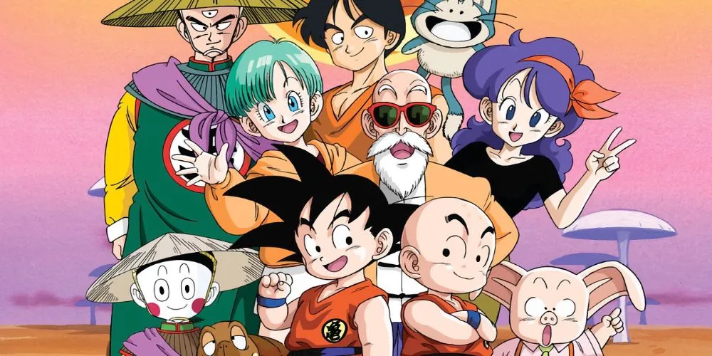 Goku, Quy Lão Tiên Sinh và Bulma trong những chuyến phiêu lưu đầu tiên của Dragon Ball.