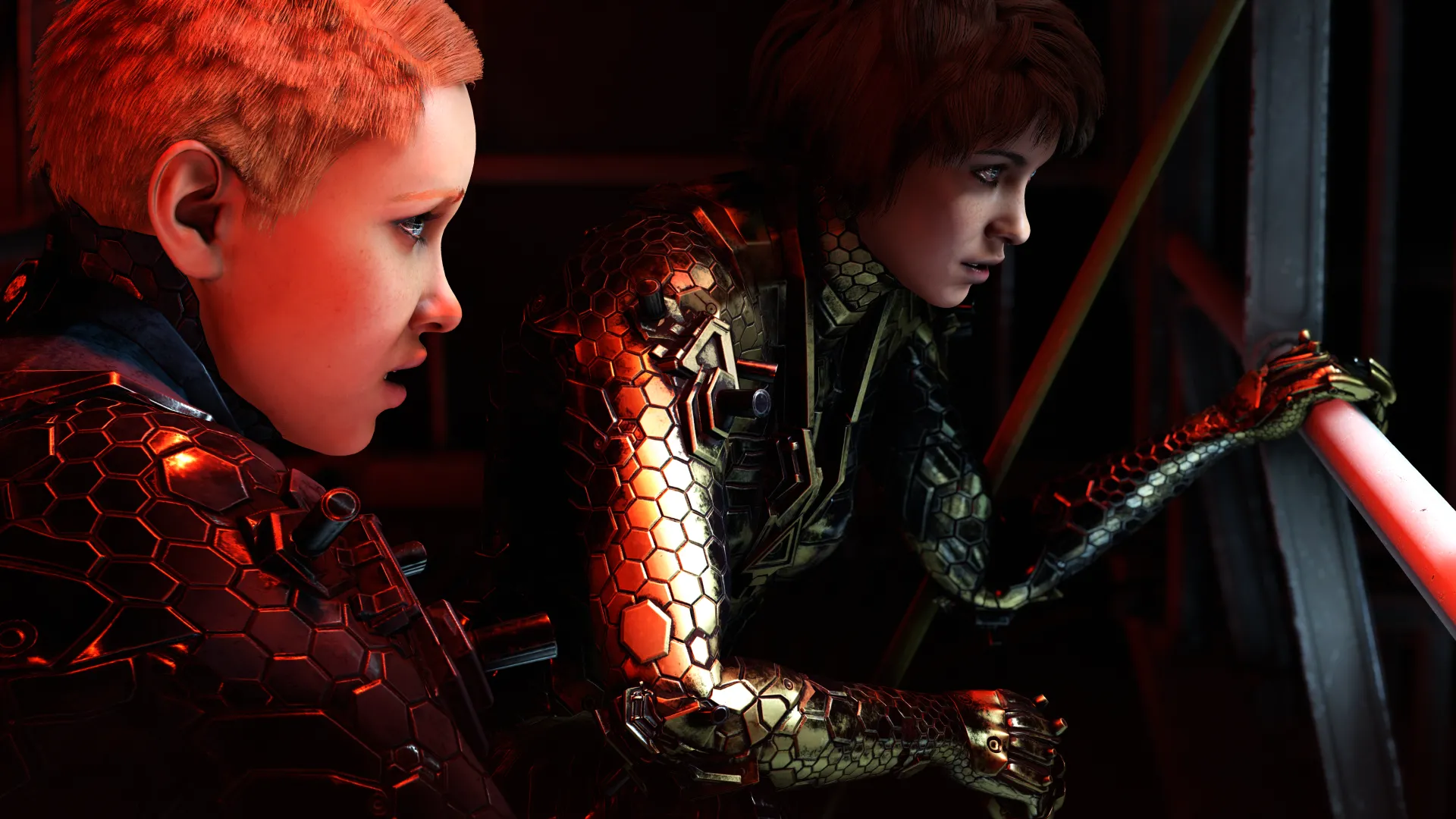 Hai chị em Jess và Soph Blazkowicz trên khinh khí cầu trong Wolfenstein Youngblood
