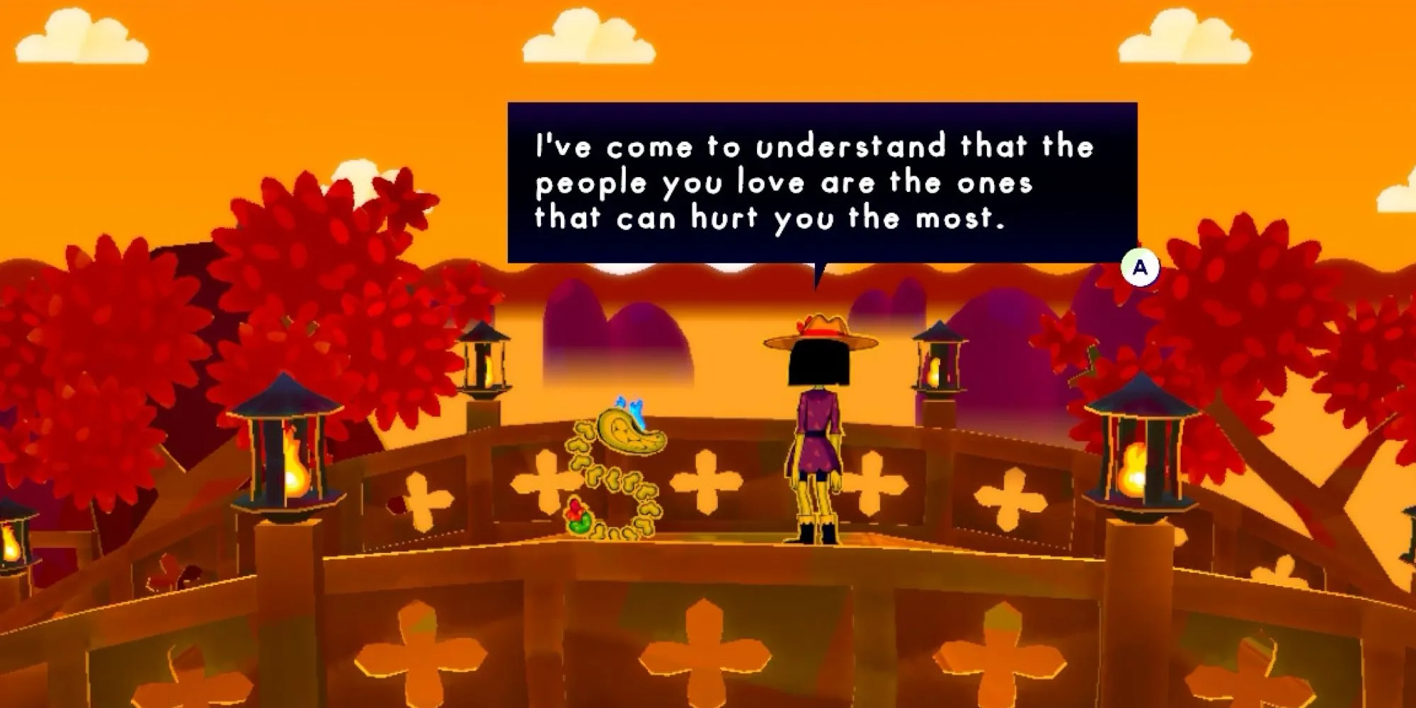 Hai nhân vật đang trò chuyện, làm nổi bật khía cạnh tương tác và kể chuyện của game