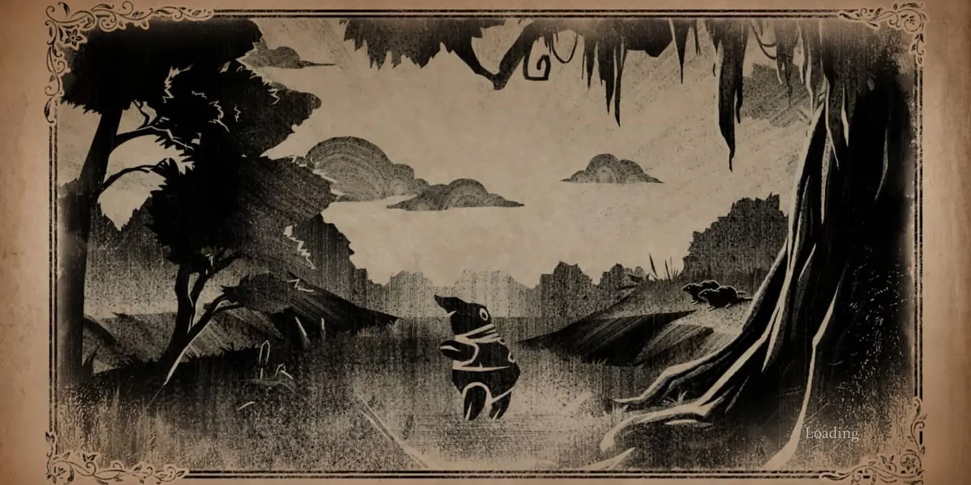 Hazel và Catfish trên chiếc thuyền đi qua vùng đầm lầy trong South of Midnight