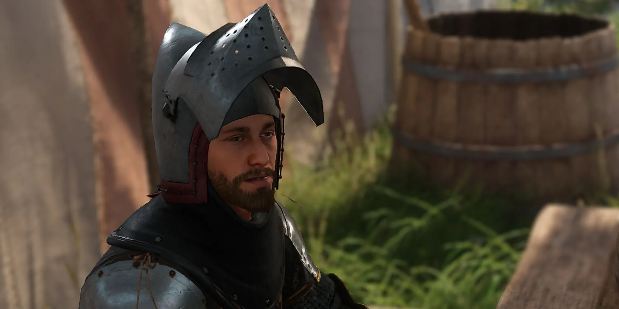 Henry đối thoại với Zavish xứ Garbow về trang bị của Jezhek trong Kingdom Come Deliverance 2