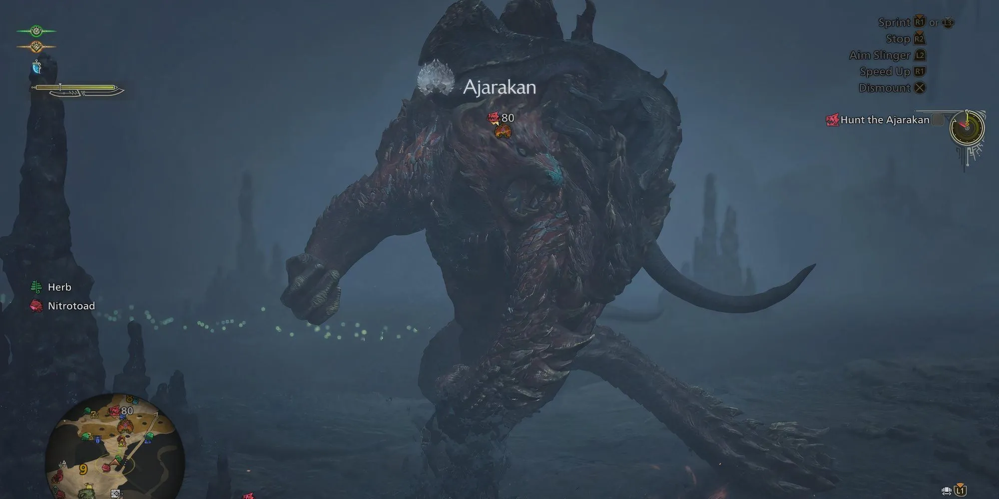 Hình ảnh quái thú Ajarakan trong Monster Hunter Wilds với vẻ ngoài rực lửa đặc trưng