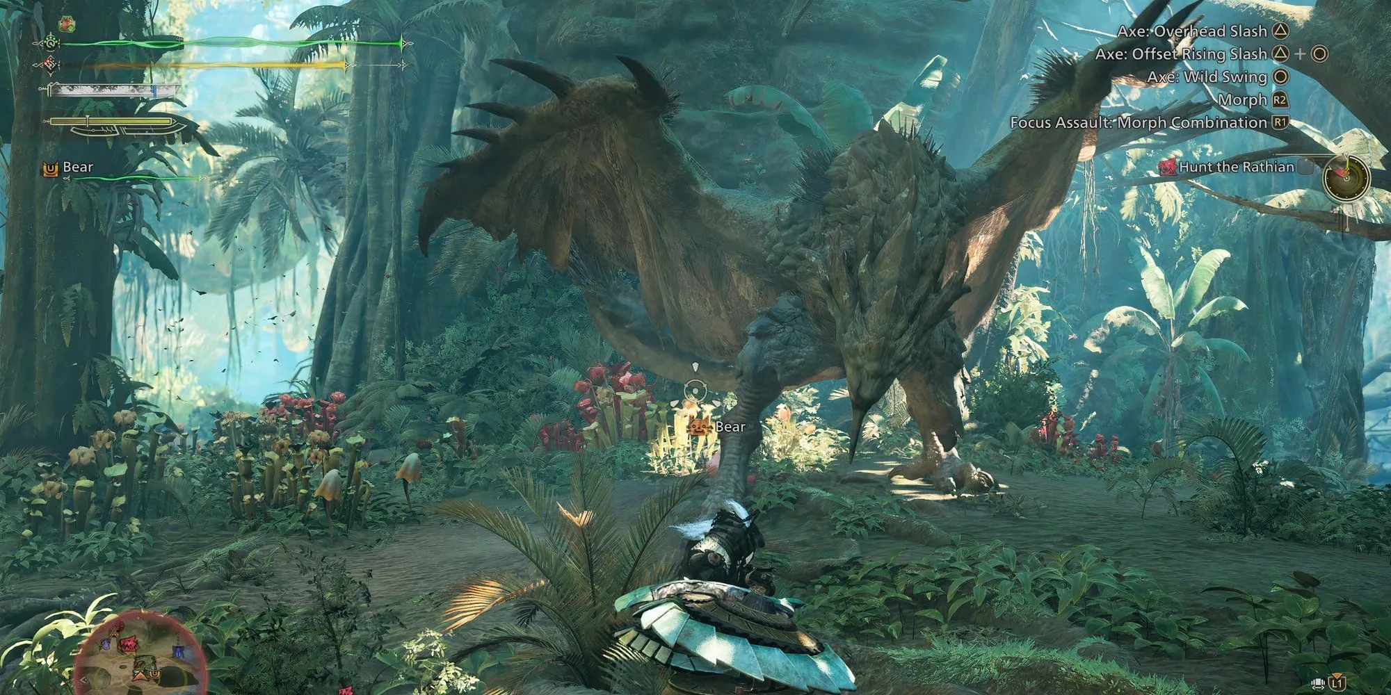 Hình ảnh Rathian trong Monster Hunter Wilds chuẩn bị cho trận chiến