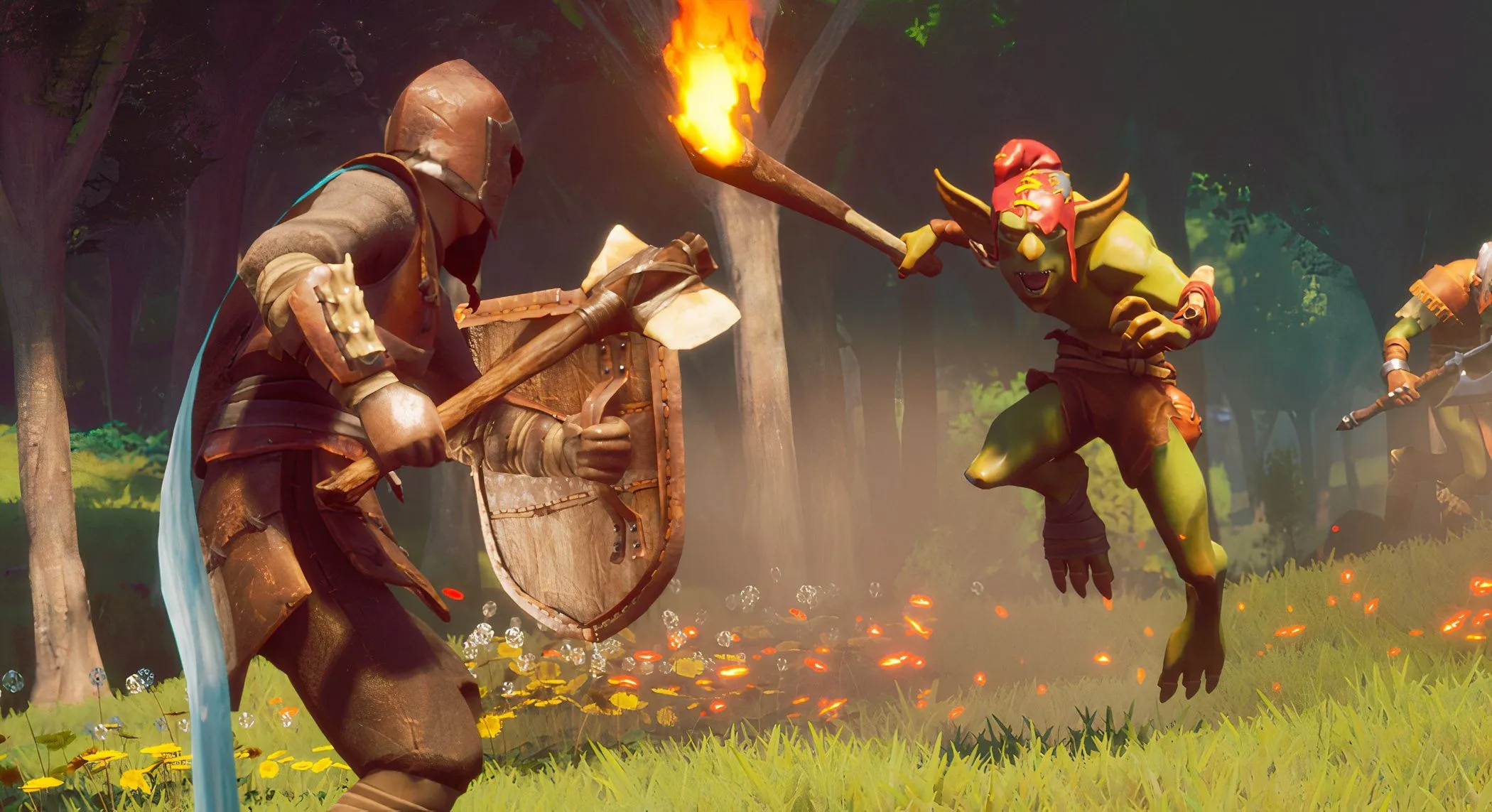 Hình ảnh trong game RuneScape: Dragonwilds với nhân vật nhảy qua vực thẳm trong một thế giới giả tưởng