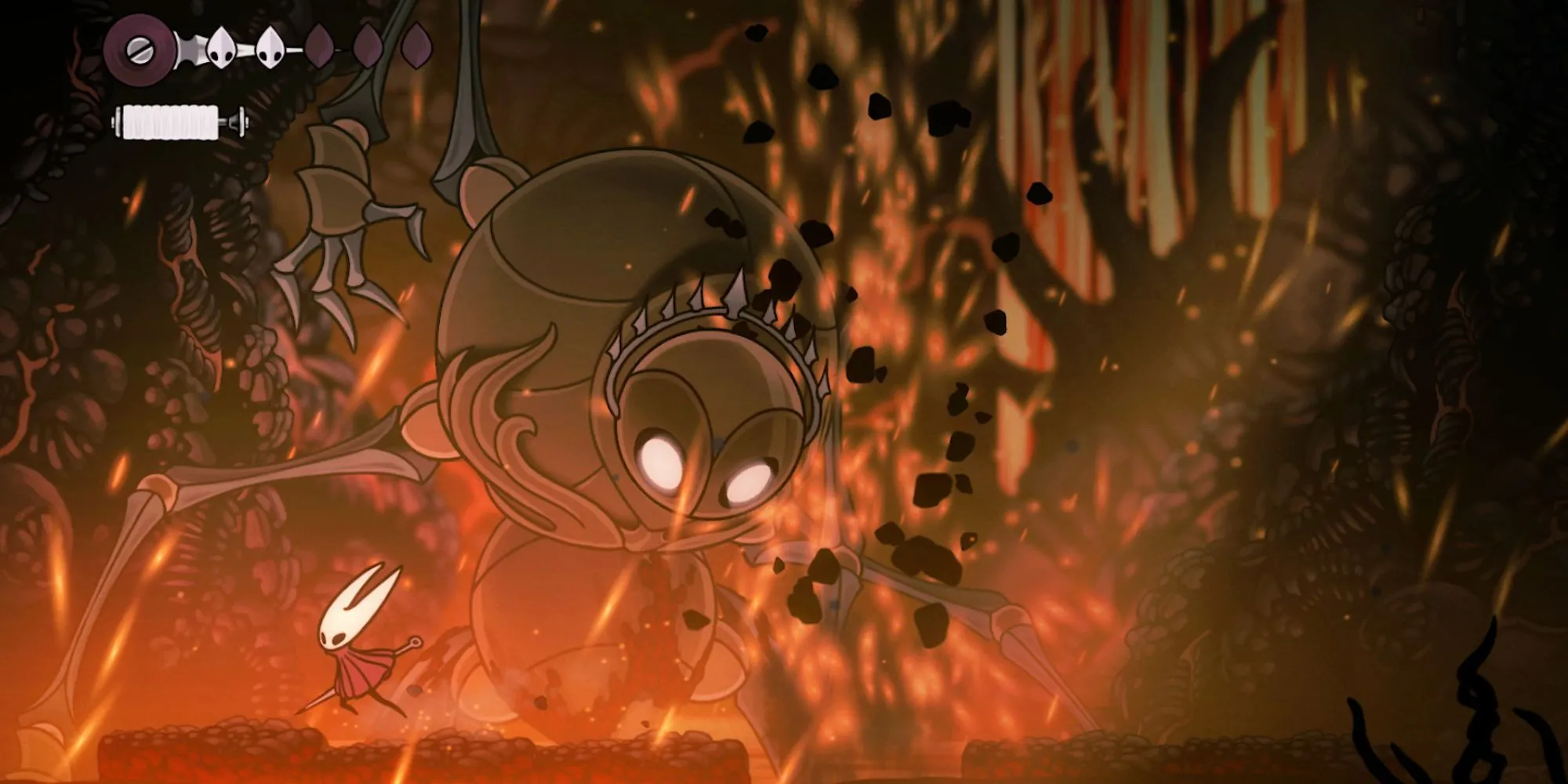 Hornet trong Hollow Knight Silksong với khung cảnh nền ấn tượng