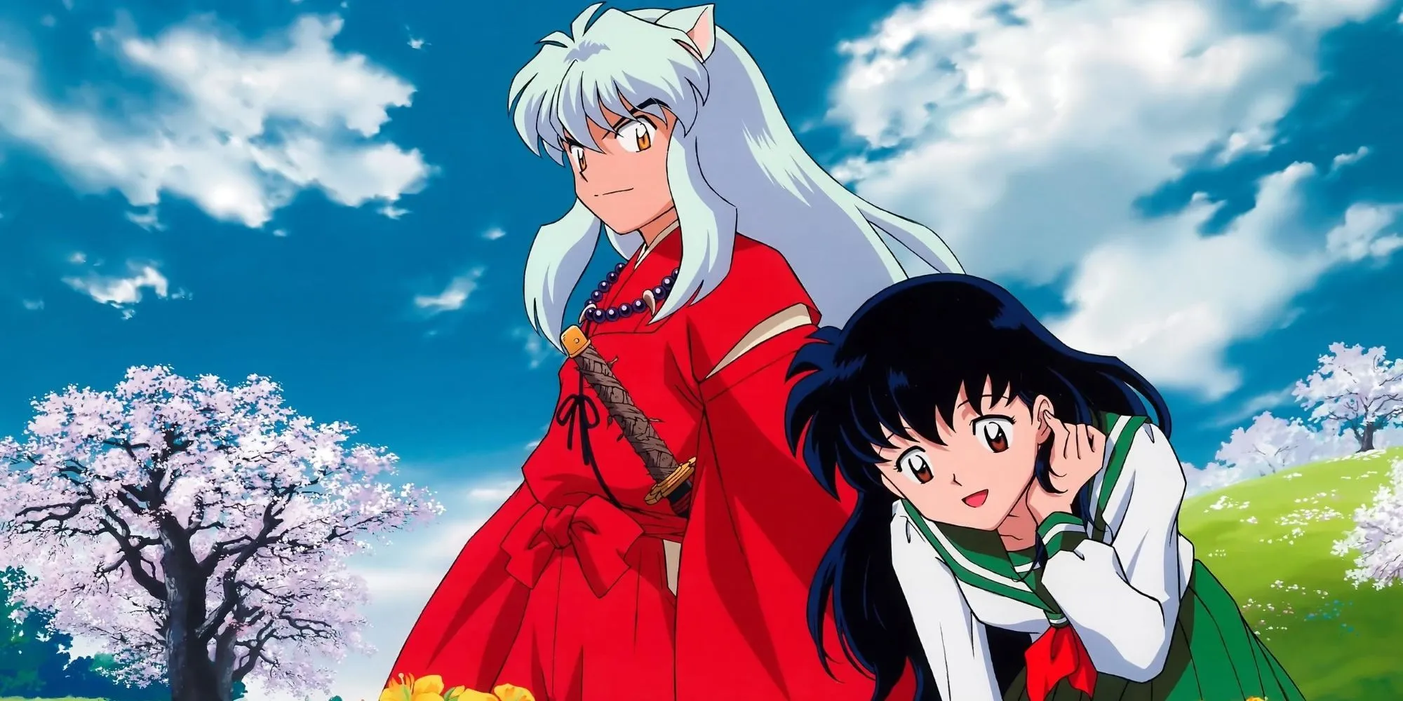 Inuyasha và Kagome trong một cảnh phim anime Inuyasha