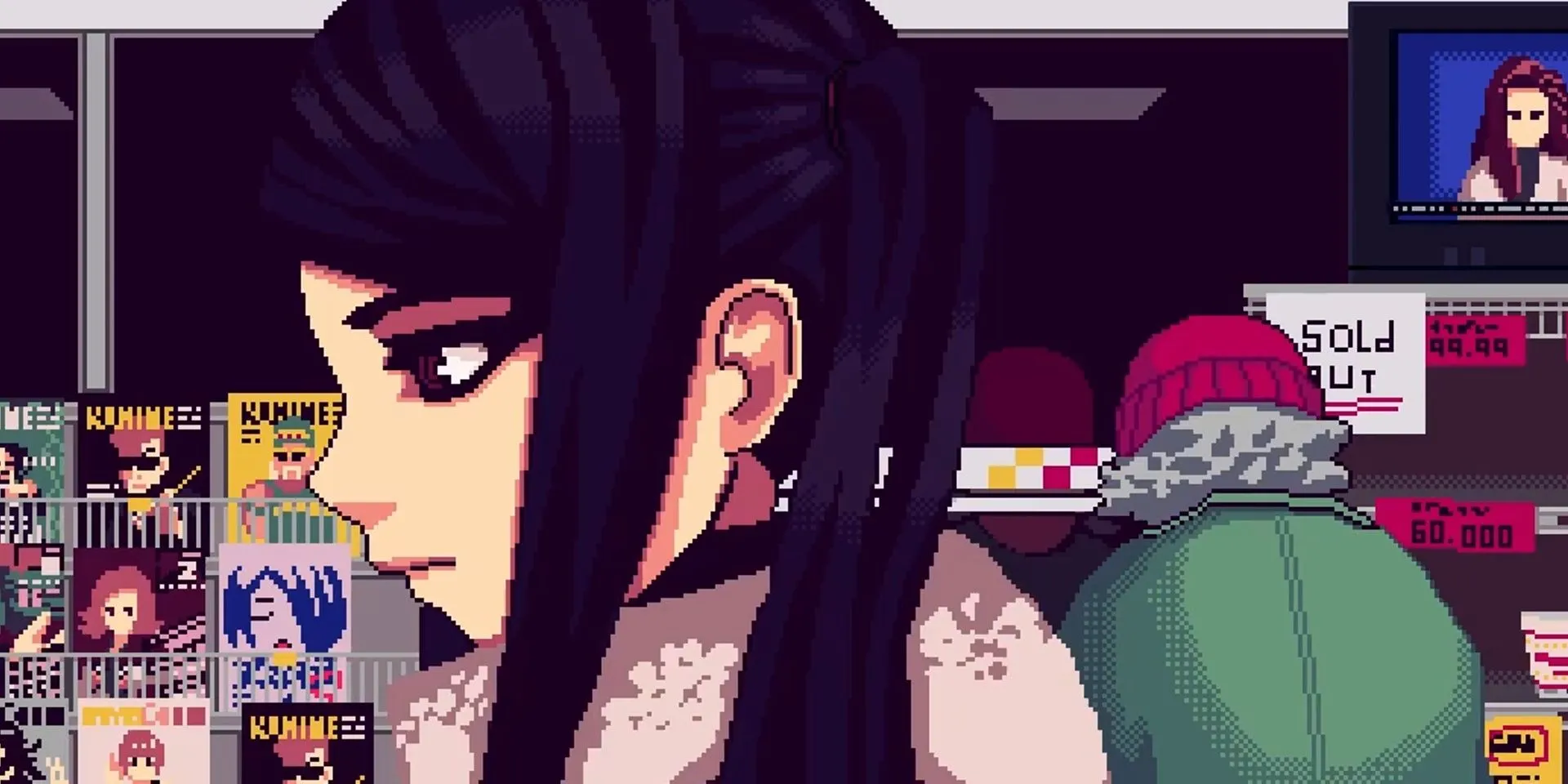 Jill trong một cửa hàng tiện lợi ở VA-11 Hall-A