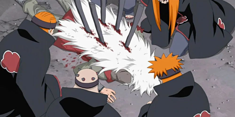 Jiraiya và Pain từ Naruto Shippuden trong trận chiến định mệnh của Tiên Nhân Cóc