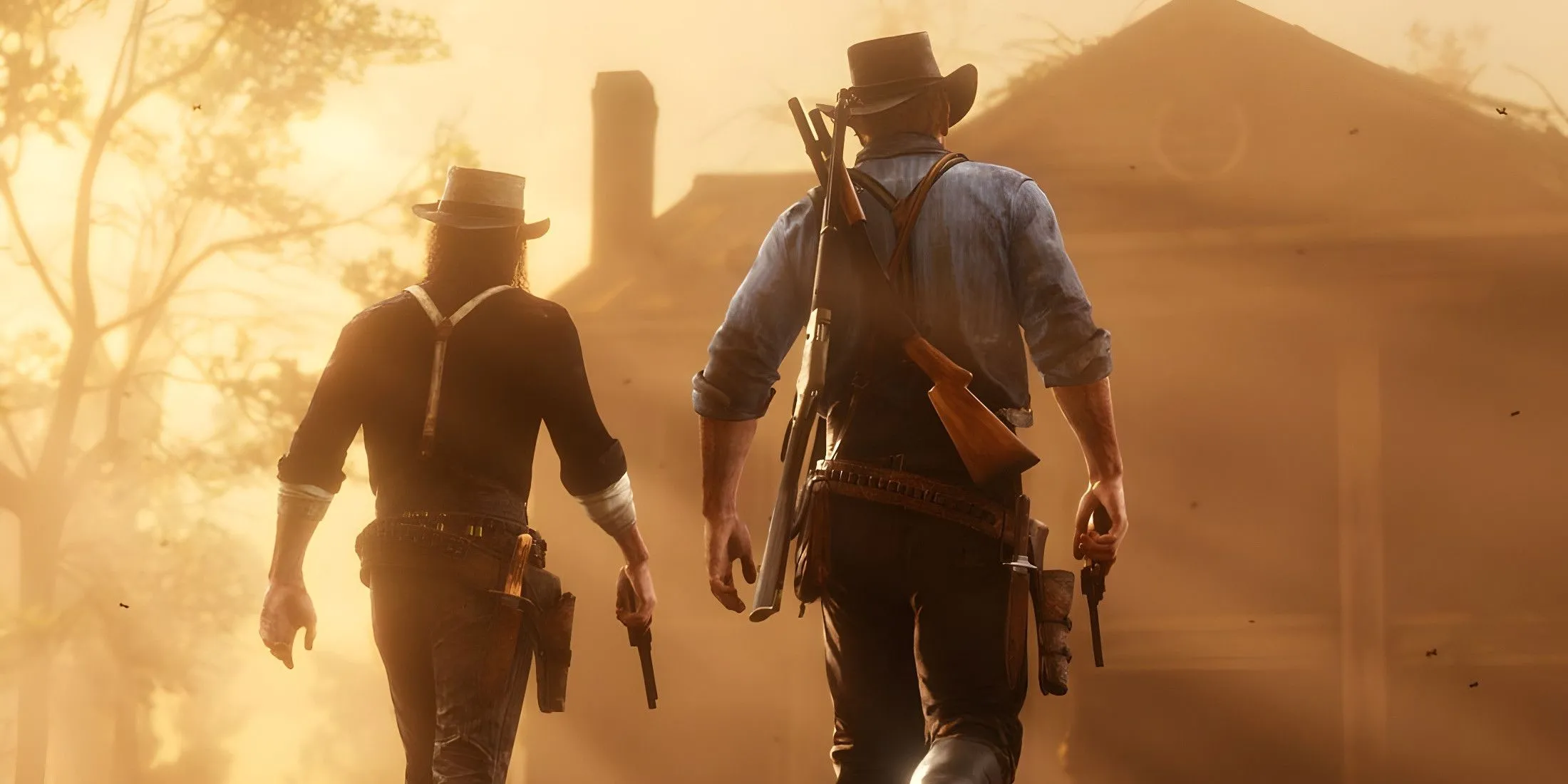 John Marston và Arthur Morgan trong Red Dead Redemption 2, hai nhân vật biểu tượng của dòng game miền Tây hoang dã