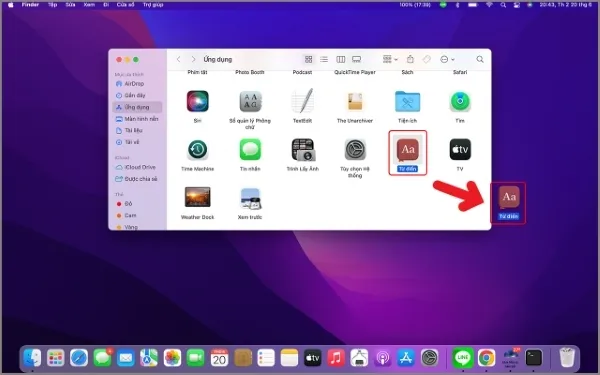 Kéo thả biểu tượng ứng dụng từ Finder ra màn hình desktop MacBook