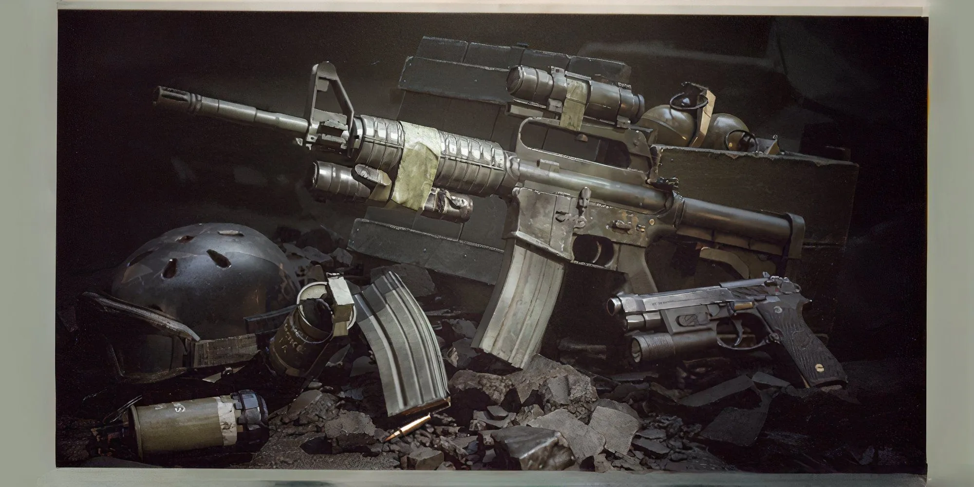 Khẩu súng trường tấn công Colt 723 (CAR-15) với ống ngắm red dot trong Delta Force Black Hawk Down