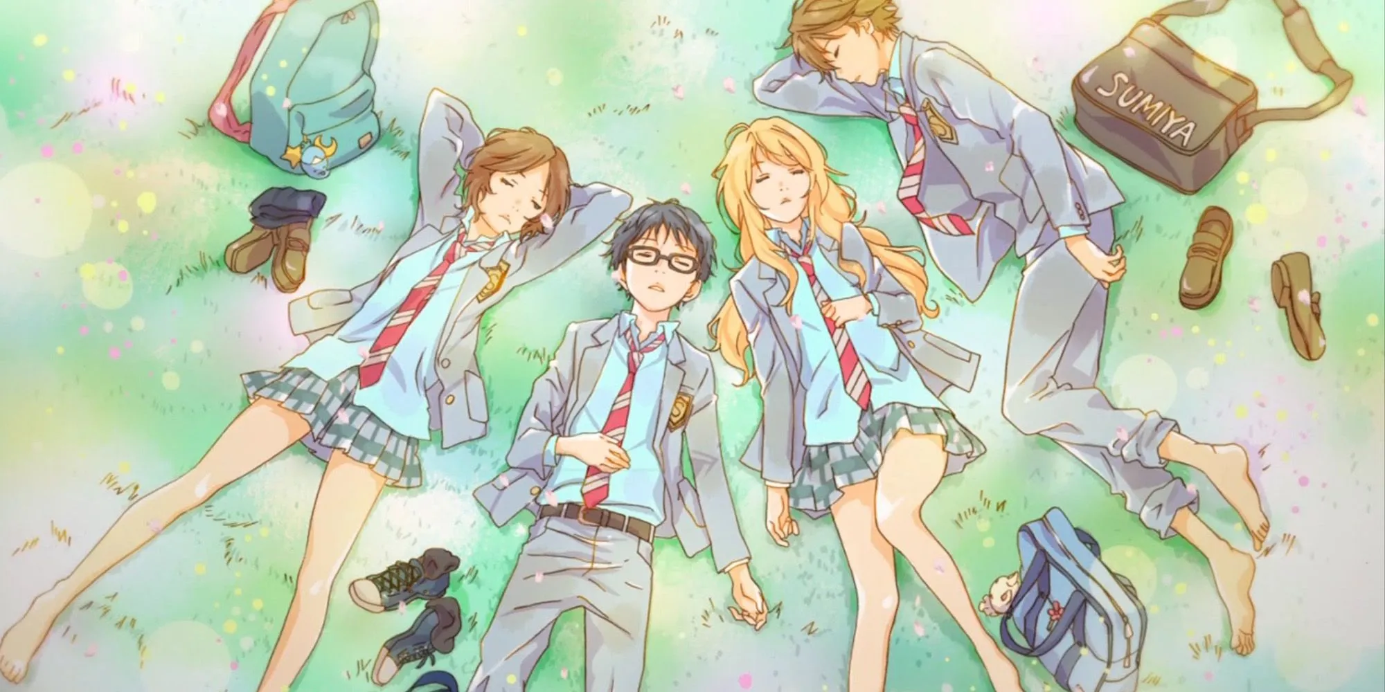Kosei và Kaori trong anime Your Lie In April lãng mạn âm nhạc