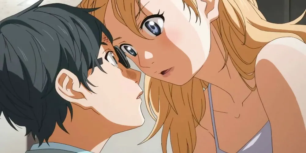 Kōsei và Kaori từ Your Lie in April trong một khoảnh khắc biểu diễn lãng mạn và buồn bã