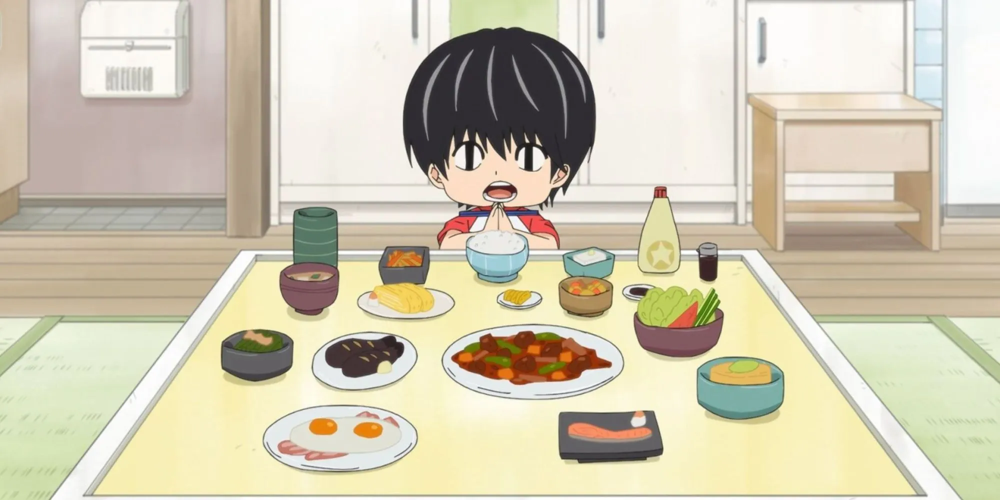 Kotaro trong anime Kotaro Lives Alone với biểu cảm đáng yêu