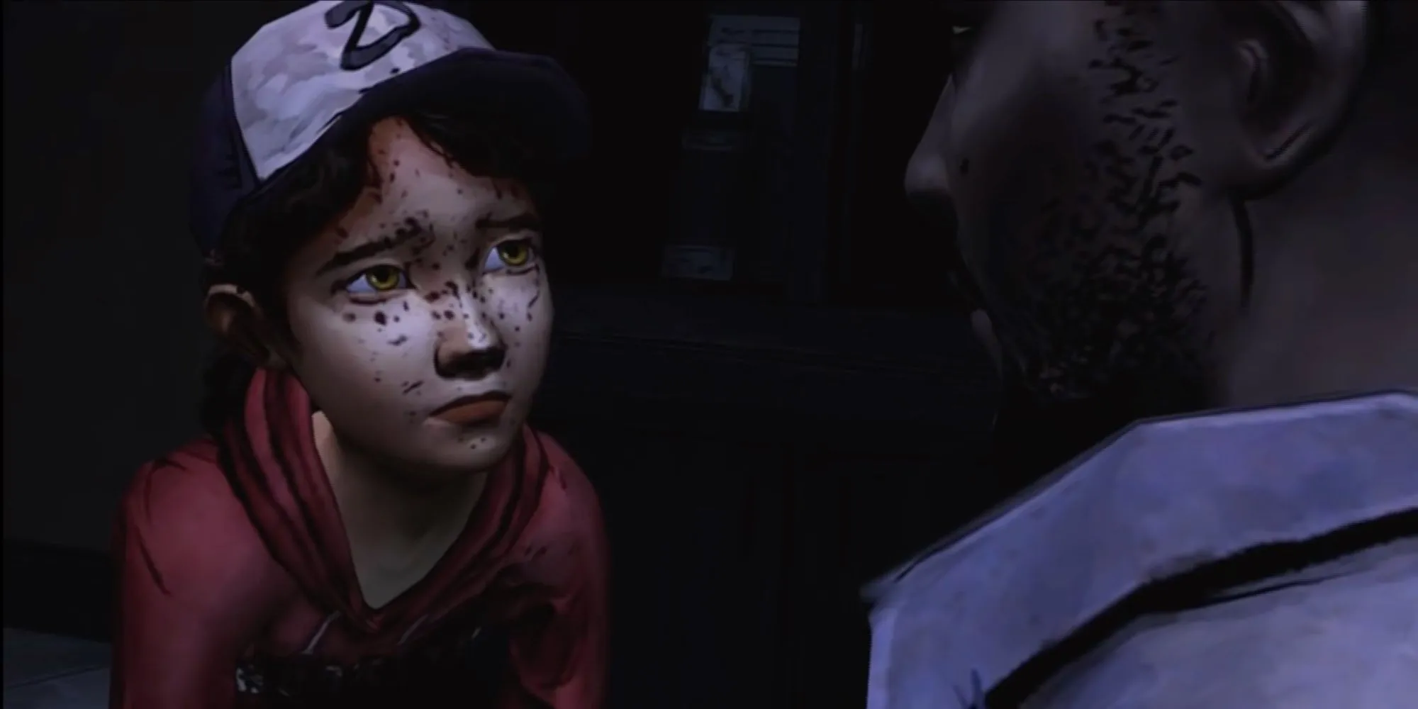 Lee Everett trong The Walking Dead của Telltale với vẻ mặt kiên quyết.