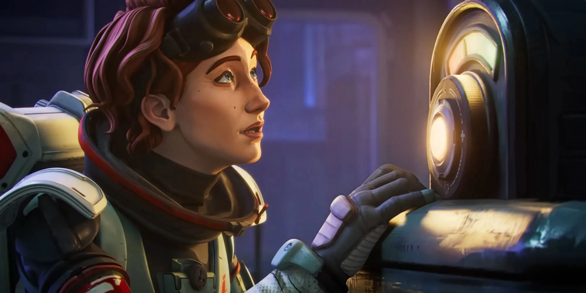 Legend Horizon của Apex Legends đang kiểm tra thiết bị công nghệ cao, minh họa cho yếu tố kỹ thuật trong game