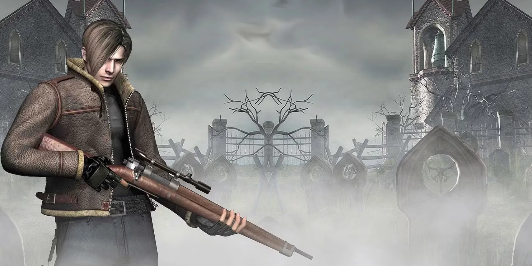 Leon S. Kennedy chiến đấu với dân làng bị nhiễm Las Plagas trong Resident Evil 4