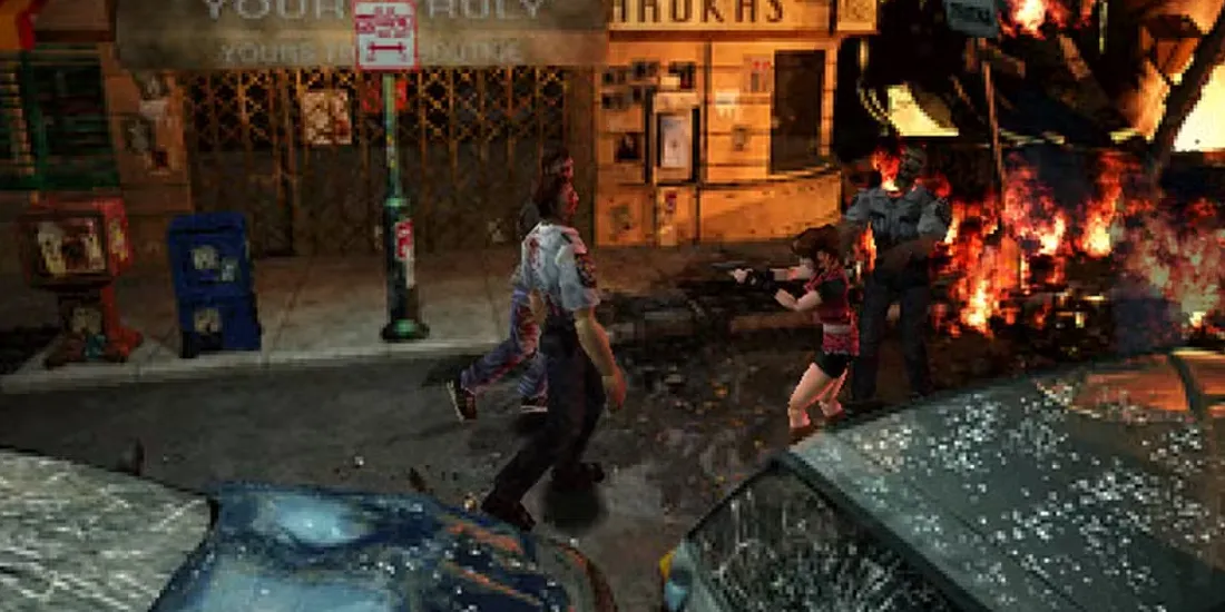 Leon S. Kennedy và Claire Redfield trong Resident Evil 2, một tựa game kinh dị sinh tồn kinh điển.