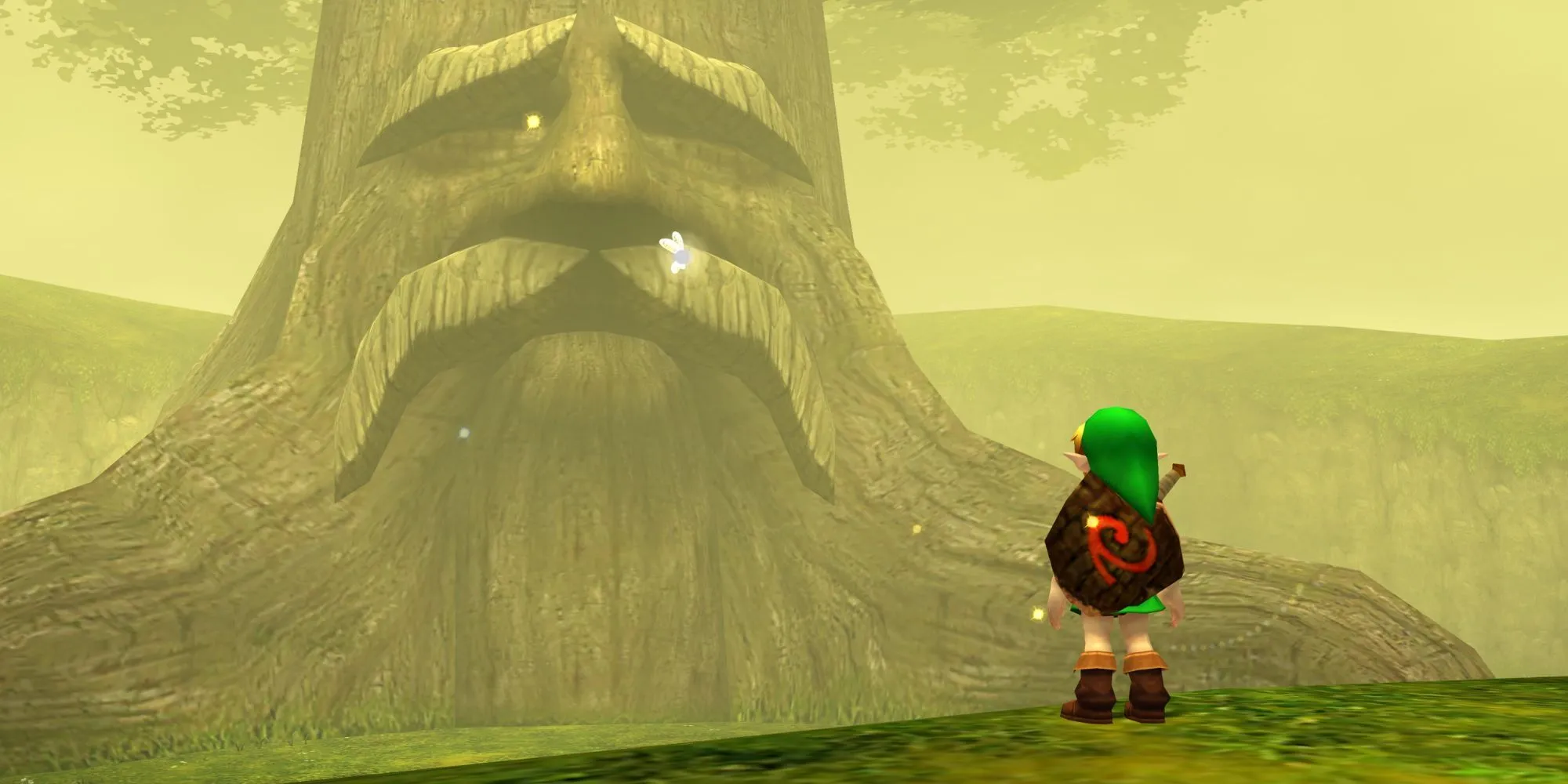 Link nói chuyện với Cây Deku vĩ đại trong The Legend of Zelda: Ocarina of Time, một khoảnh khắc đáng nhớ trong lịch sử game.