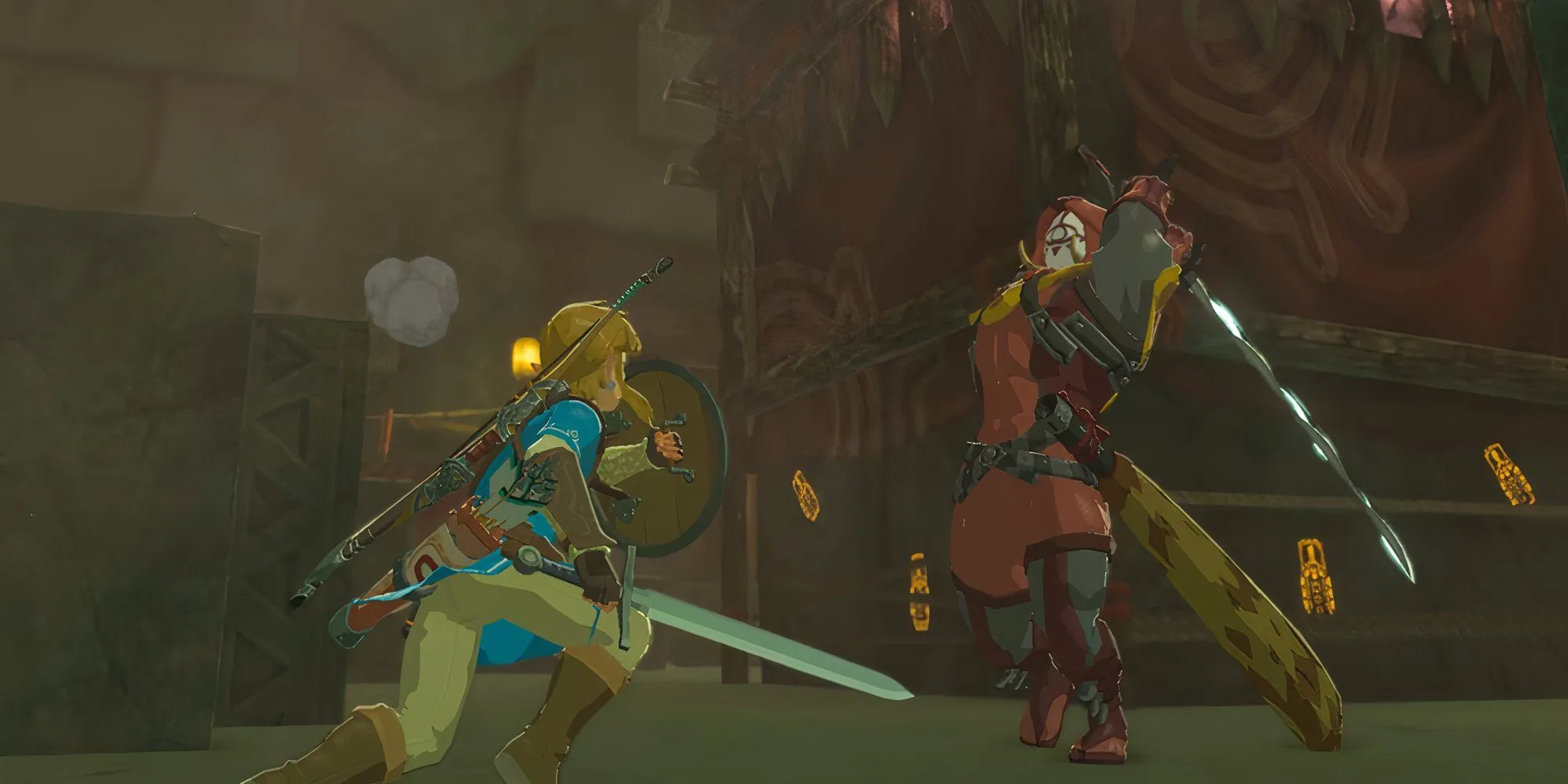 Link trong The Legend of Zelda: Breath of the Wild đang chiến đấu bằng kiếm.