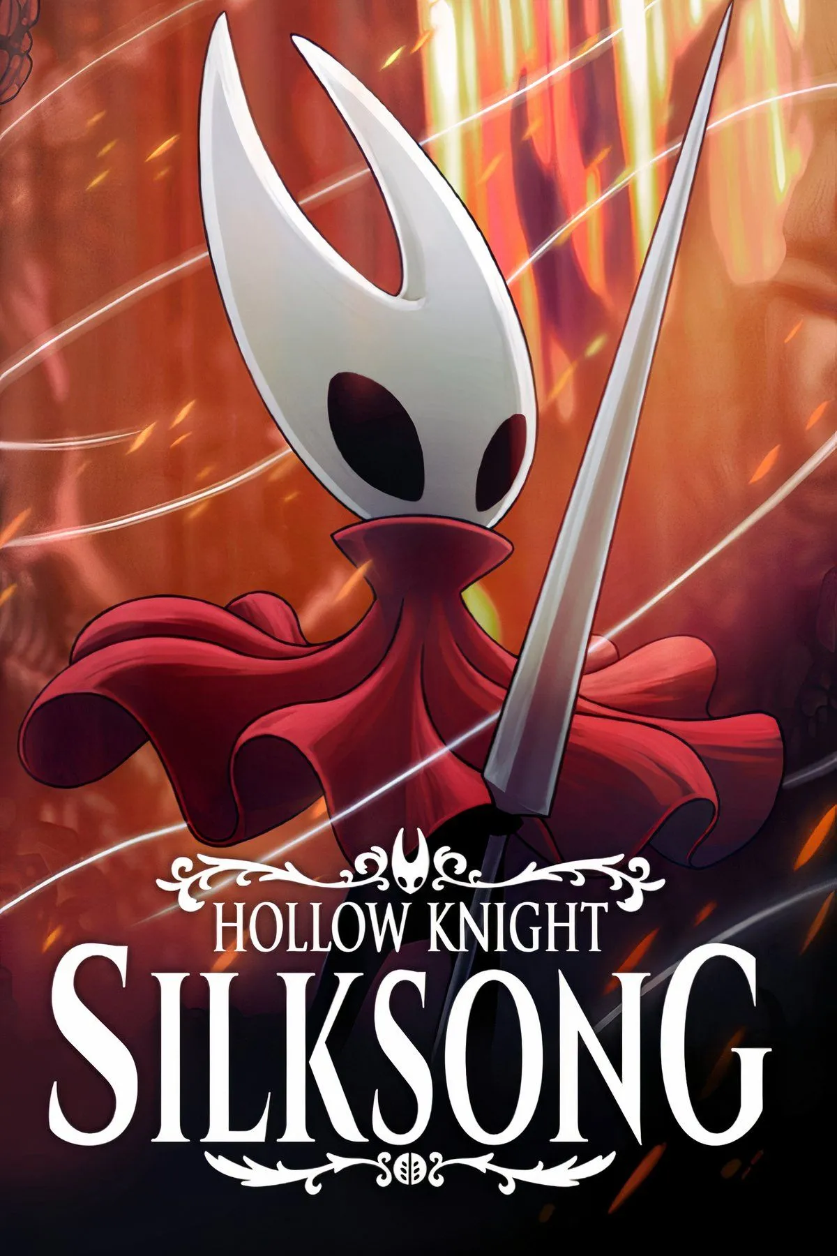 Logo Hollow Knight Silksong cùng thông tin ngày phát hành 2025 và thể loại Metroidvania