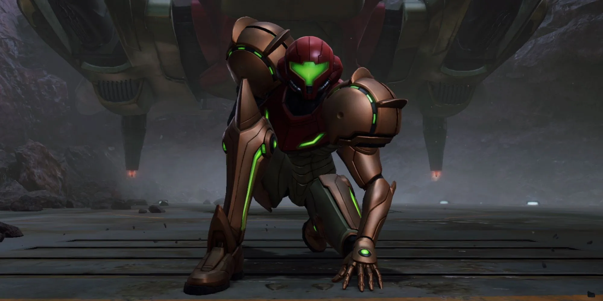 Logo Metroid Prime 4 Beyond và hình ảnh nhân vật Samus Aran