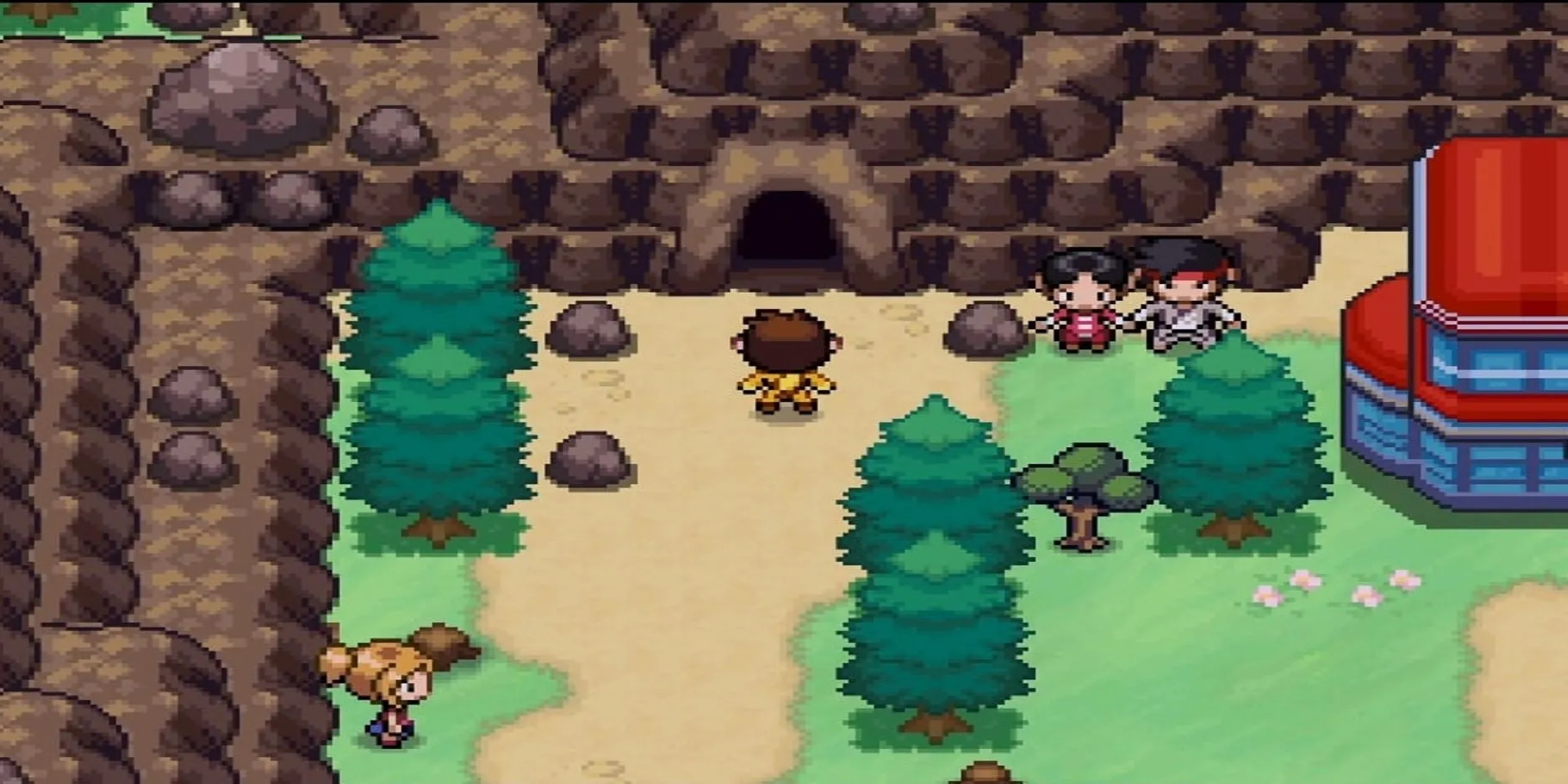 Lối vào Đường Hầm Đá (Rock Tunnel) trên Tuyến Đường 10 trong Pokemon Infinite Fusion
