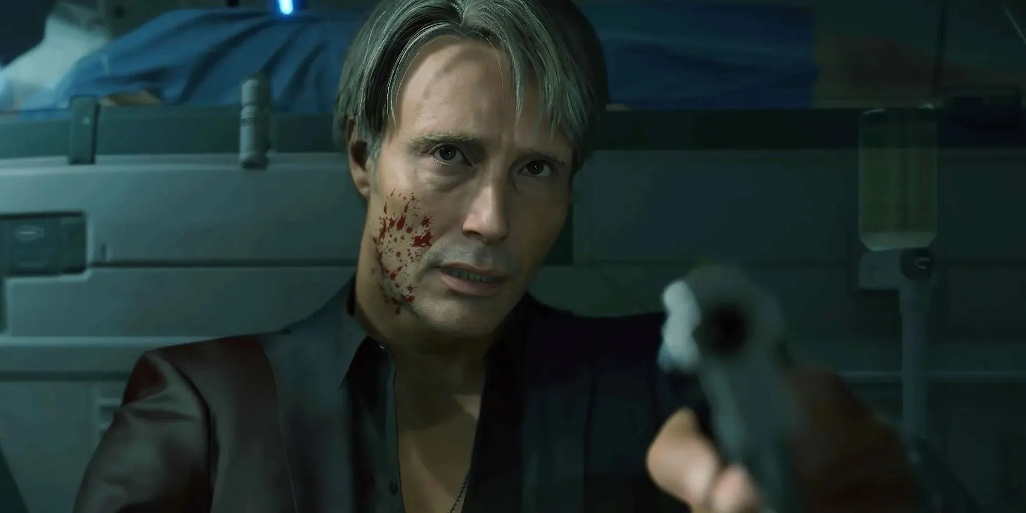 Mads Mikkelsen trong vai Clifford Unger trong game Death Stranding, một nhân vật quan trọng có thể xuất hiện trong phim chuyển thể