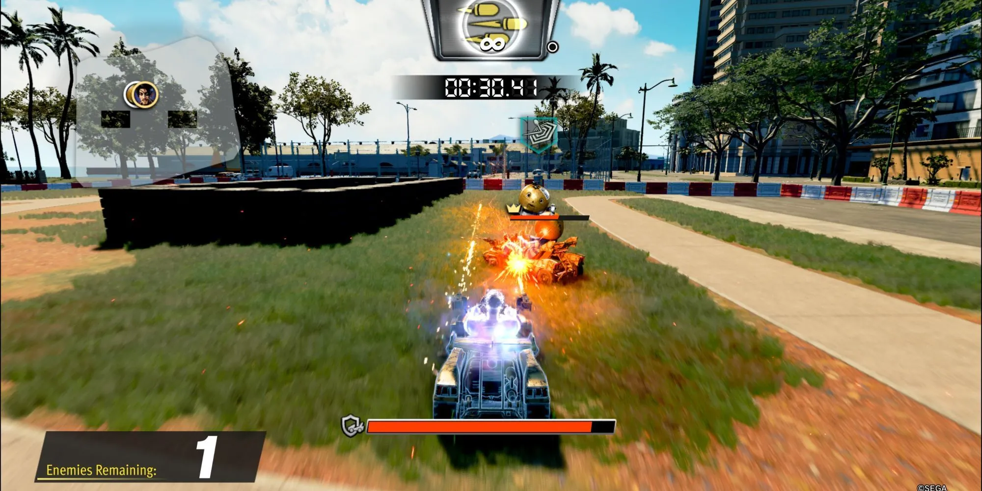 Majima đối đầu với đội quân Robo Michio trong Dragon Kart