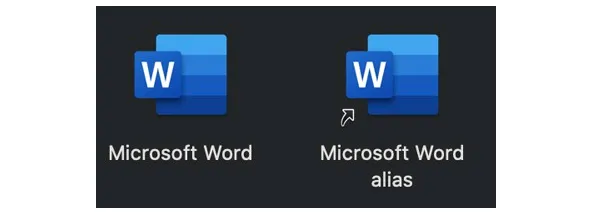 Một Alias (shortcut) được tạo ra cho ứng dụng trên MacBook