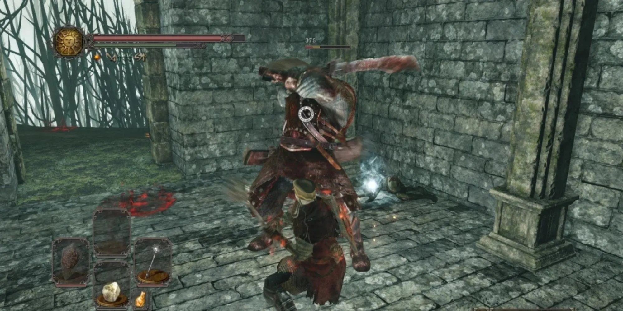 Một cảnh chiến đấu với kẻ thù trong game Dark Souls 2