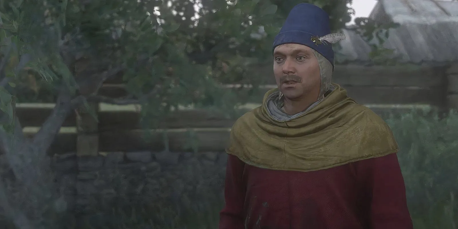 Một người nông dân đang lan truyền tin đồn trong ngôi làng ở Kingdom Come Deliverance 2