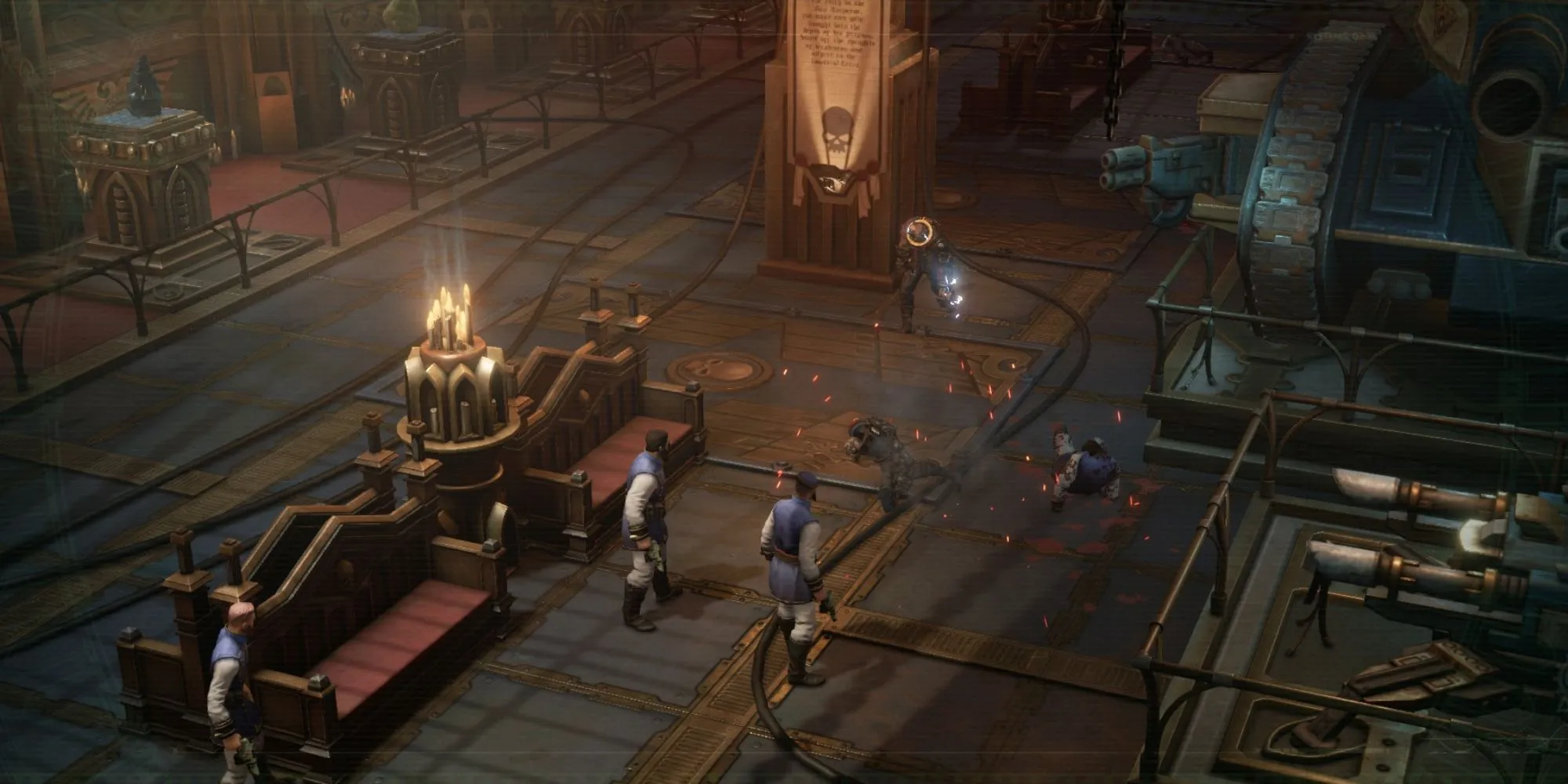 Một trận giao tranh chiến thuật trong game CRPG Warhammer 40,000 Rogue Trader
