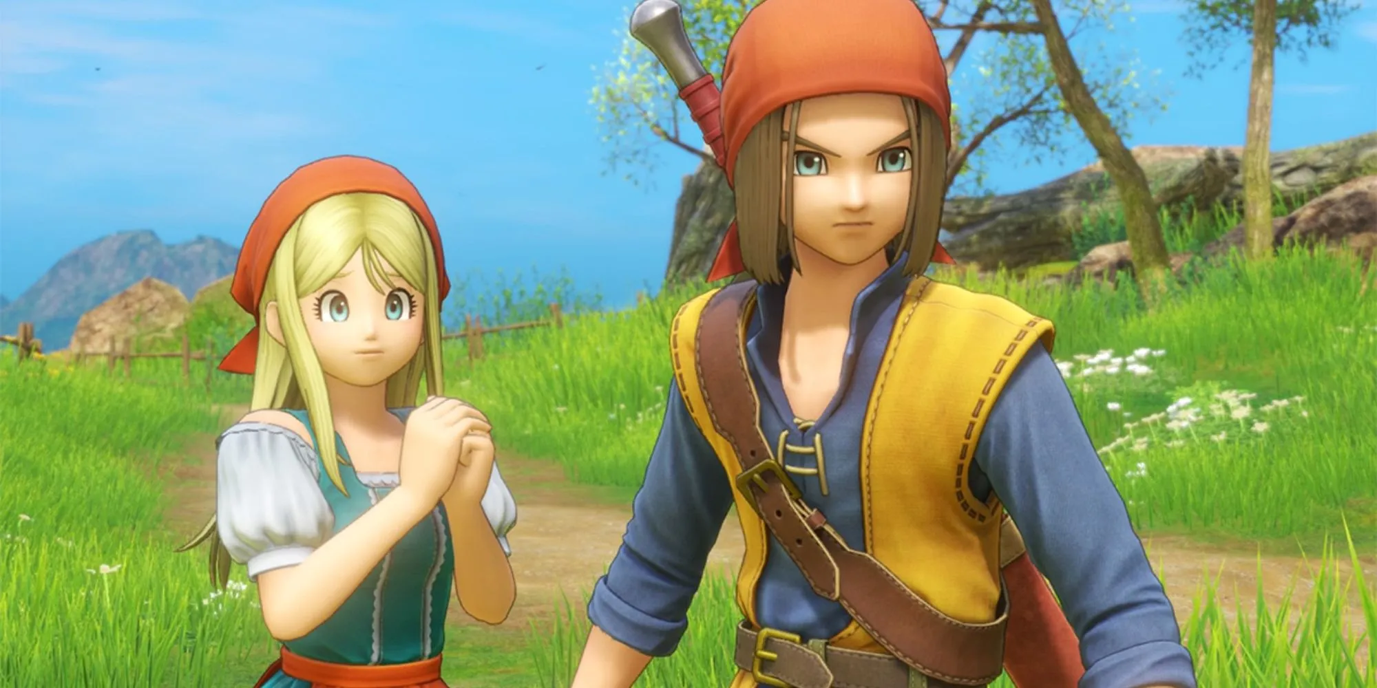 Nhân vật chính Luminary trong Dragon Quest XI với thanh gươm dũng mãnh