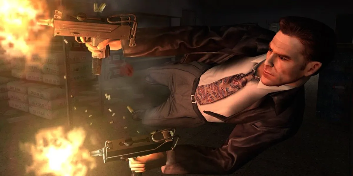 Nhân vật Max Payne trong một cảnh hành động đậm chất noir của Max Payne 2